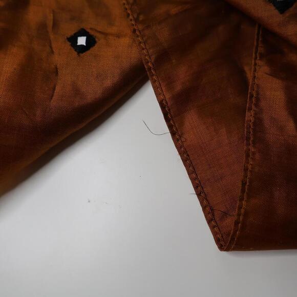 CRC 100% Silk Orange & Black Color Block Scarf Mirror Work Bohemian India Made - Picture 7 of 8